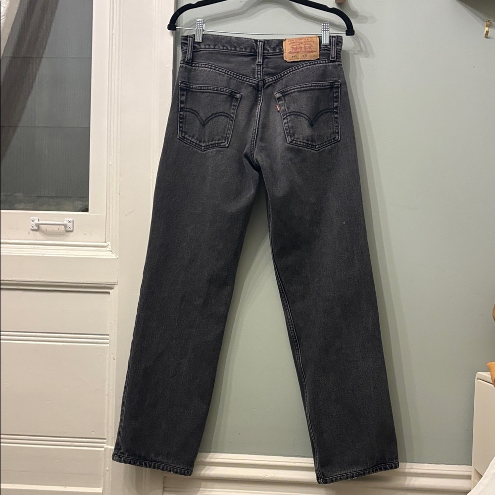 Levi's faded black vintage Straight-Leg mid low rise jeans